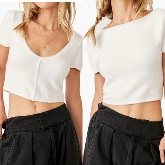 NWT Free People Intimately Keep Me Warm Crop Sweater in Ivory. Size Large - Picture 1 of 14